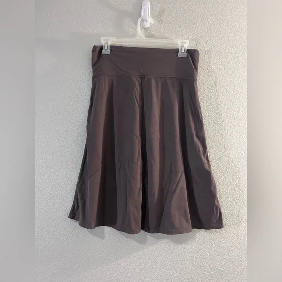 Athleta Skirt Pull On Fold Over Waist Brown Stretch Flare Athletic Women Medium - Picture 1 of 3